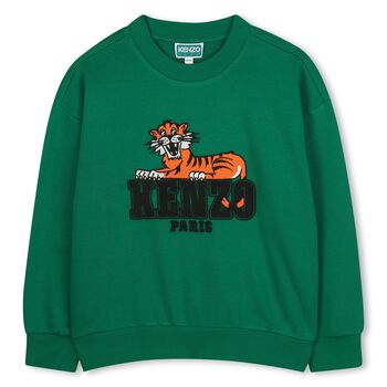 Boys Green Tiger Logo Sweatshirt