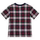 Boys Red & Navy Blue Logo Tartan T-Shirt, 1, hi-res