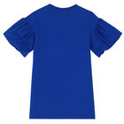 فستان عيد بطبعة فيل بالشعار باللون الأزرق للبنات, 1, hi-res