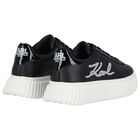 Girls Black Logo Trainers, 1, hi-res