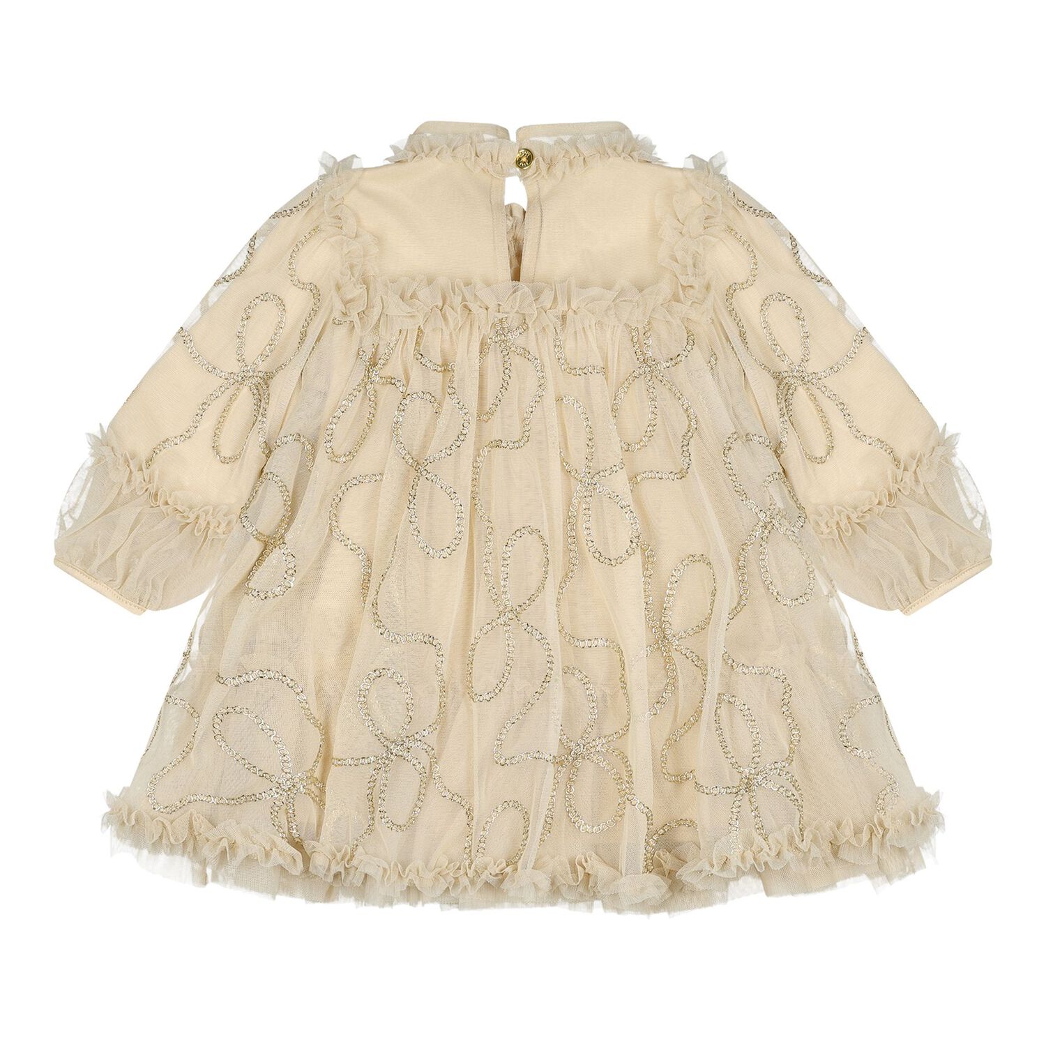 Baby Girls Beige 3D Chain Tulle Hazel Dress, 1, hi-res