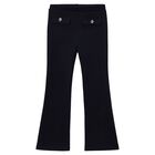 Girls Black Flared Leggings, 1, hi-res