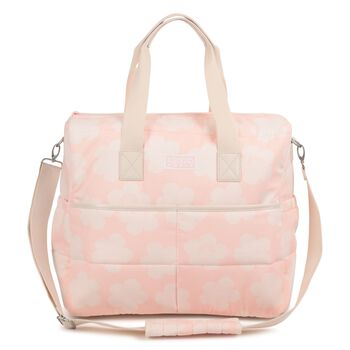 Baby Girls Pink & Ivory Flower Logo Changing Bag