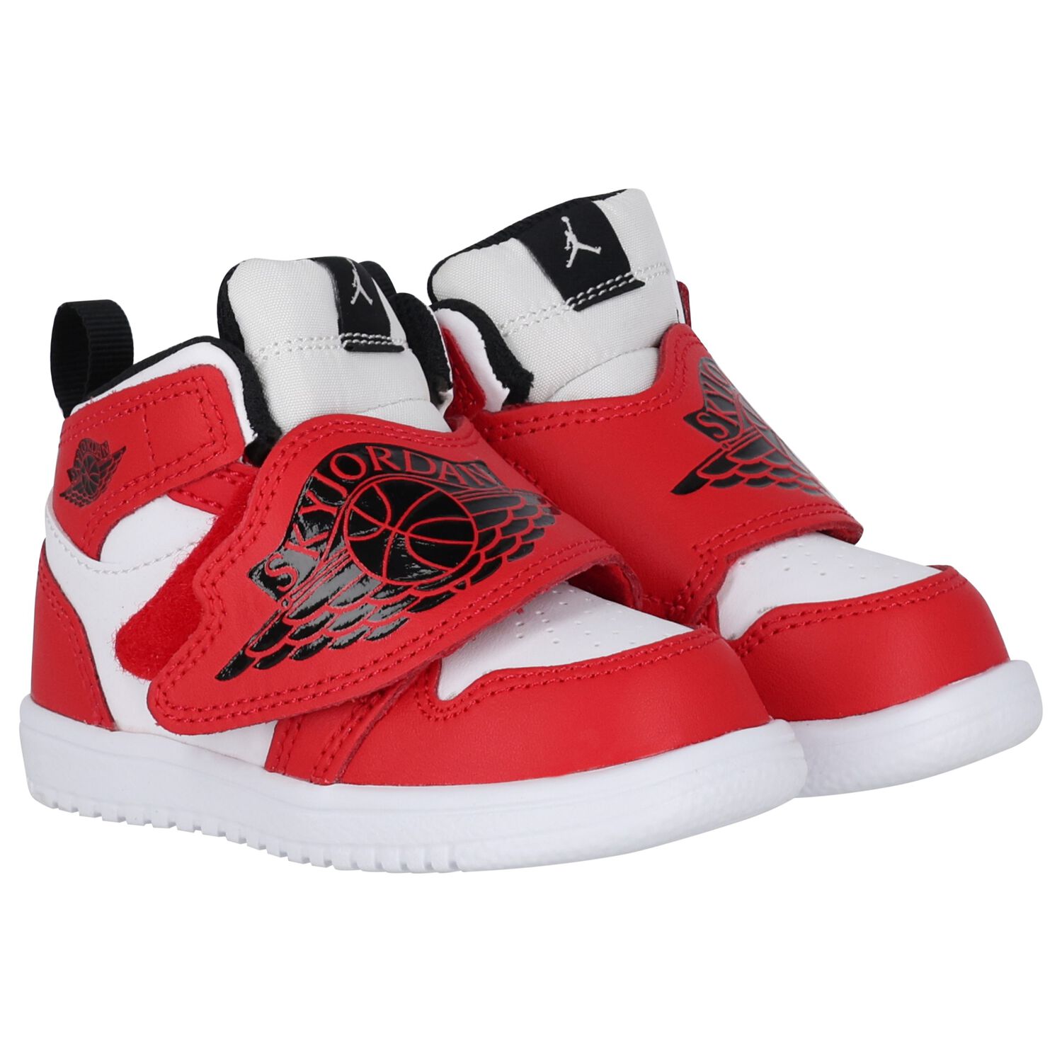 Black, Red & White Sky Jordan 1 Trainers, 4, hi-res