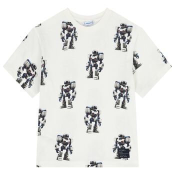 Boys Ivory Robot T-Shirt
