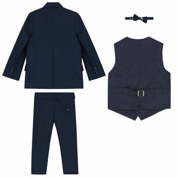 Boys Navy Blue Suit Set (4 Piece Set)