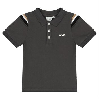 Younger Boys Grey Logo Polo Shirt