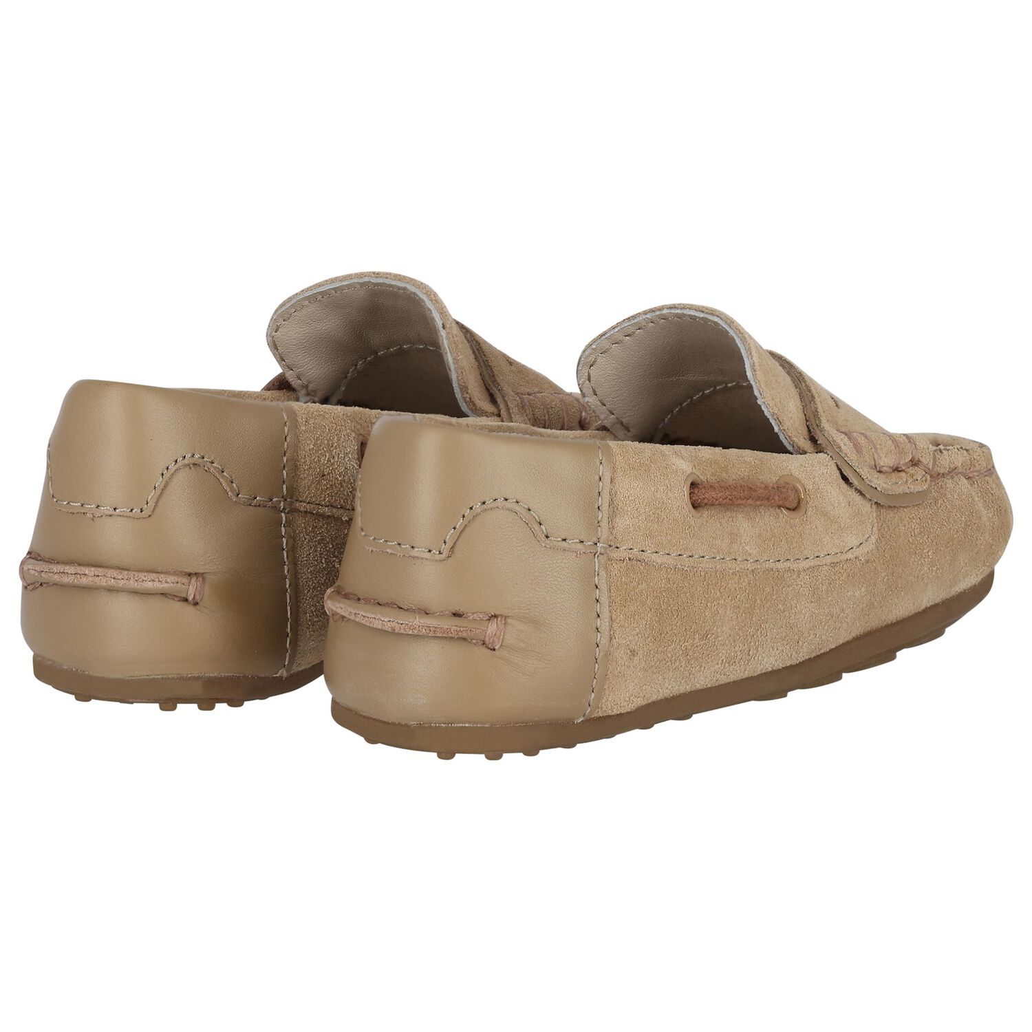 Younger Boys Beige Suede Leather Moccasins, 2, hi-res image number null