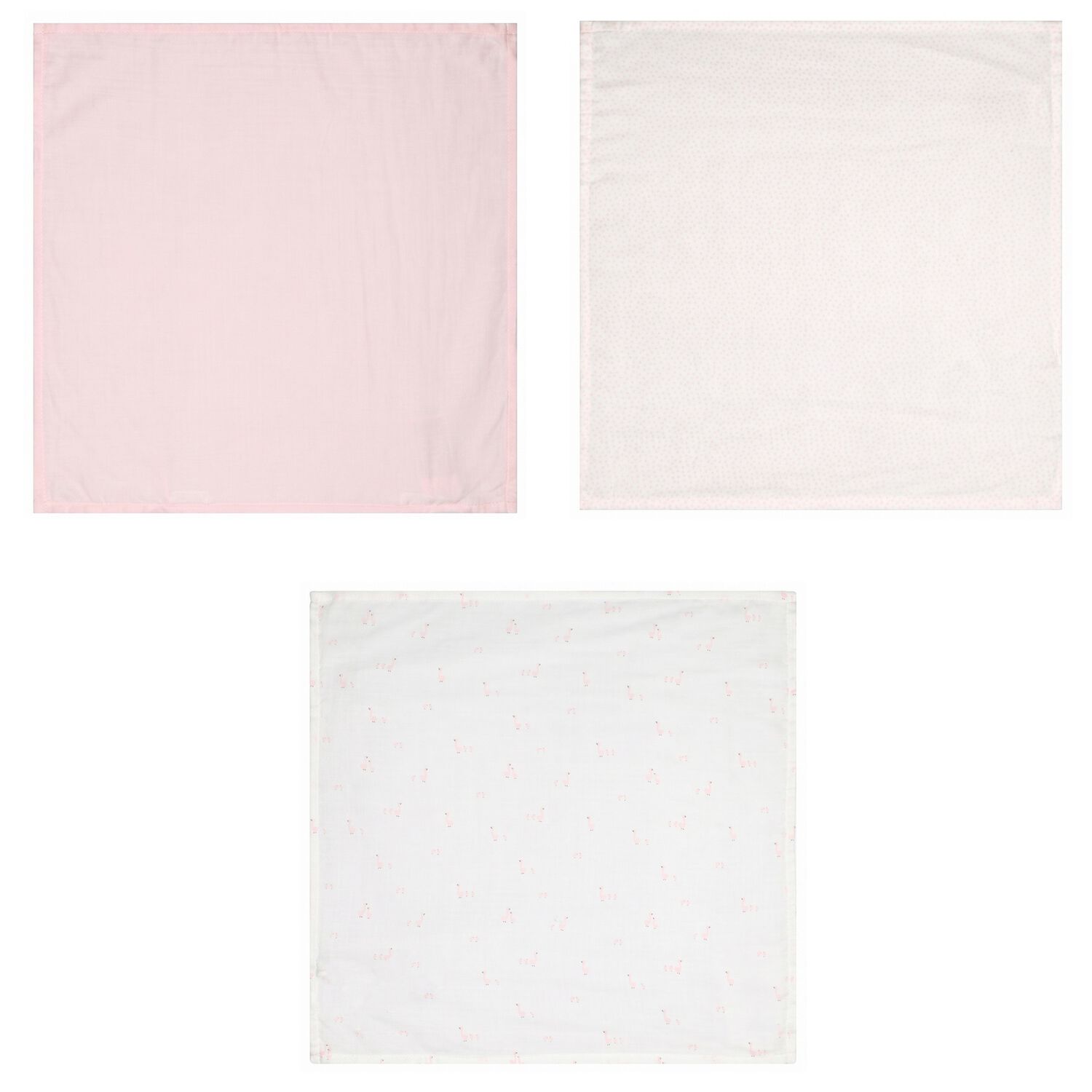Baby Girls Ivory & Pink Muslin Swaddles ( 3-Pack ), 3, hi-res