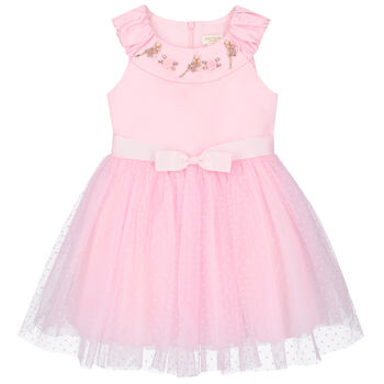 Girls Pink Satin & Tulle Dress