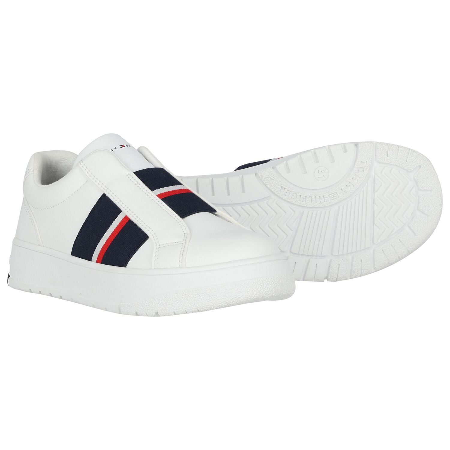 Boys White Logo Leather Trainers, 1, hi-res