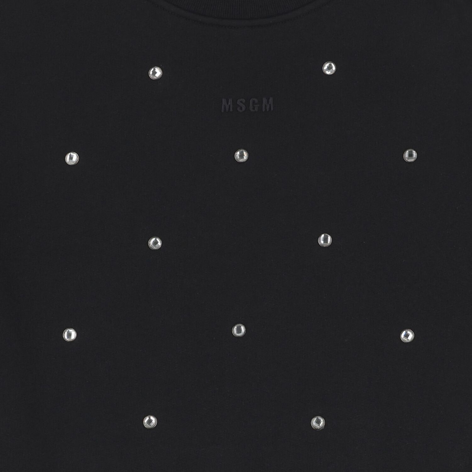 سويت شيرت بناتي بشعار كريستال أسود, 1, hi-res