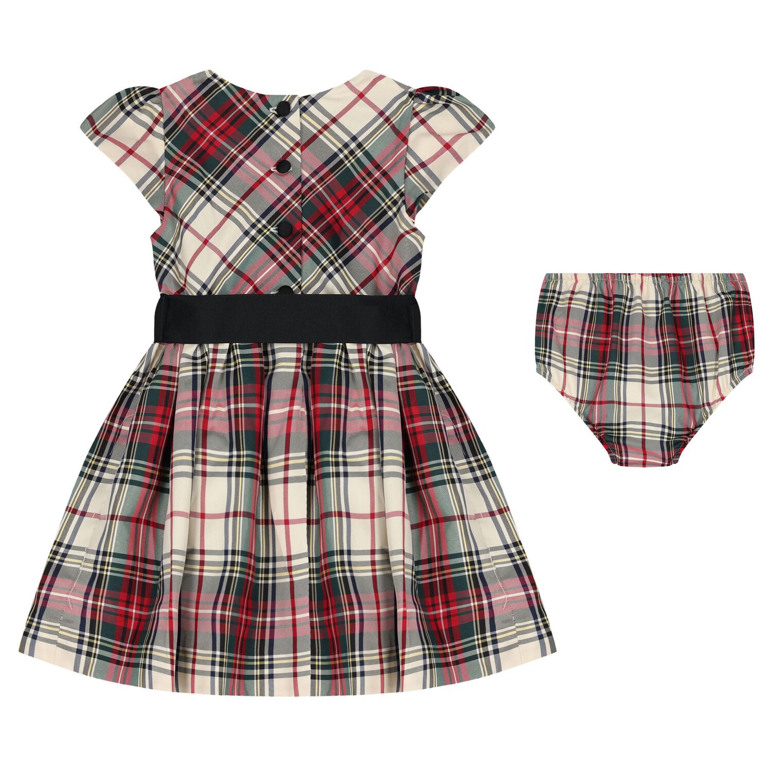 Baby Girls Ivory, Red & Green Tartan Dress Set, 1, hi-res image number null