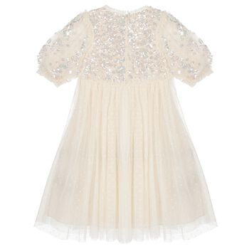 Girls Ivory Sequin & Tulle Dress