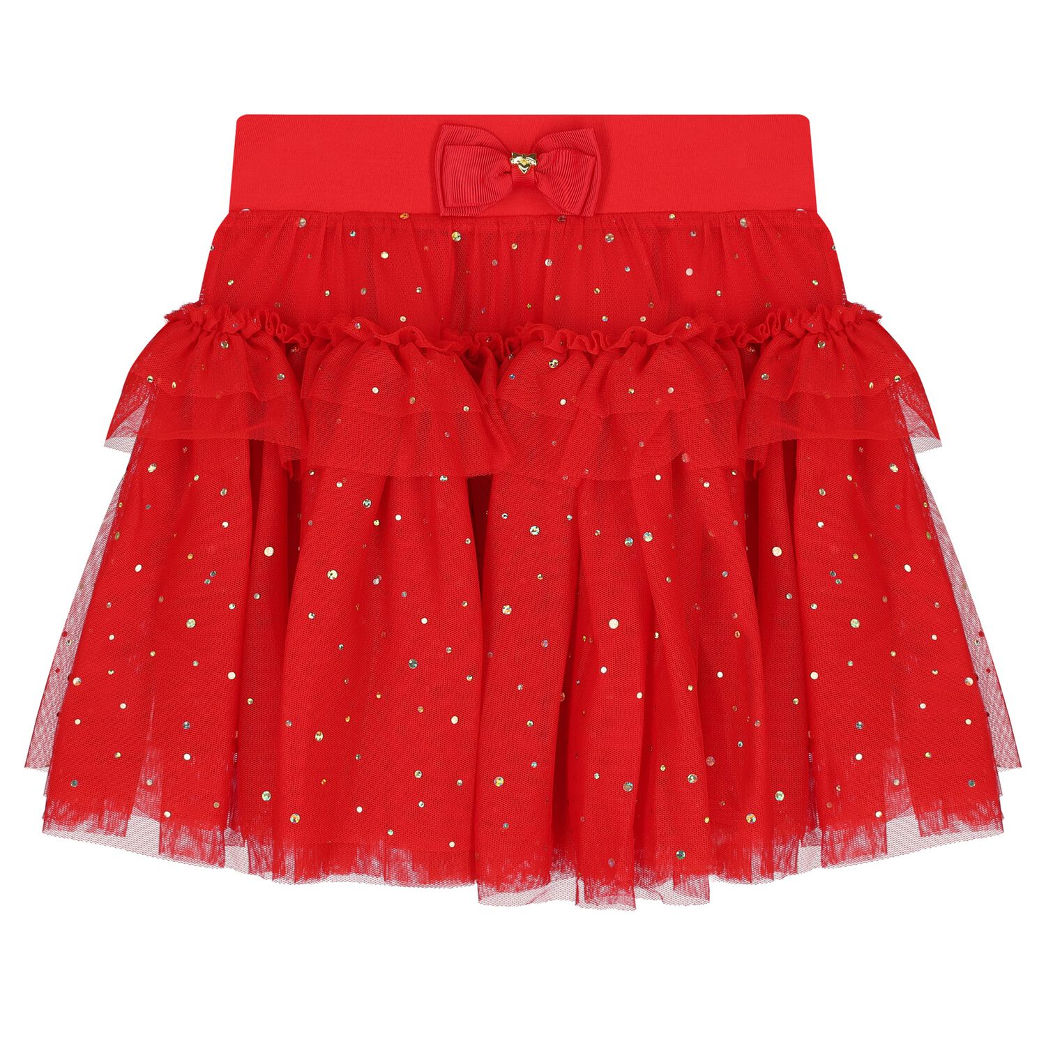 Girls Red Embellished Tulle Skirt, 2, hi-res