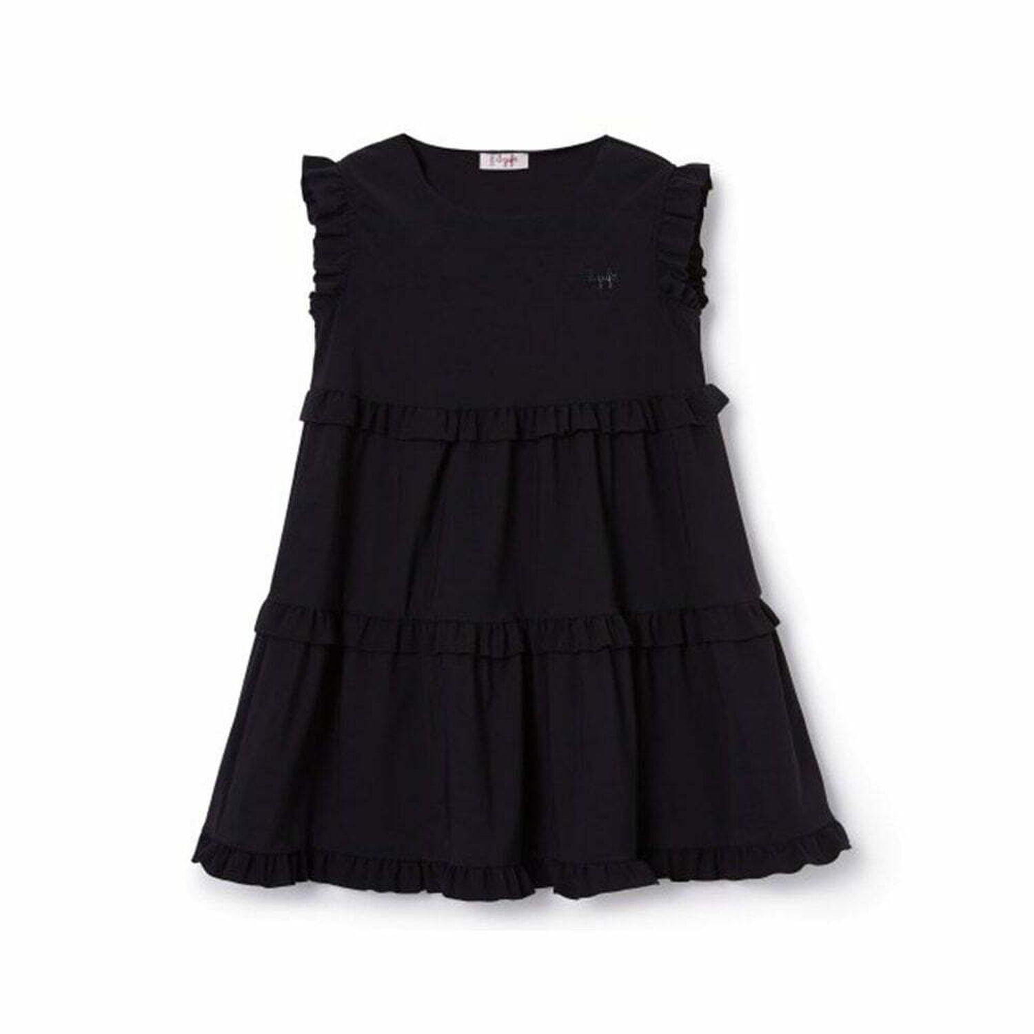 Girls Navy Blue Frill Dress, 1, hi-res