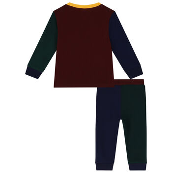 Baby Boys Burgundy, Green & Navy Blue Polo Bear Tracksuit