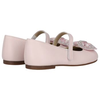 Girls Pink Ballerina Diamante Shoes