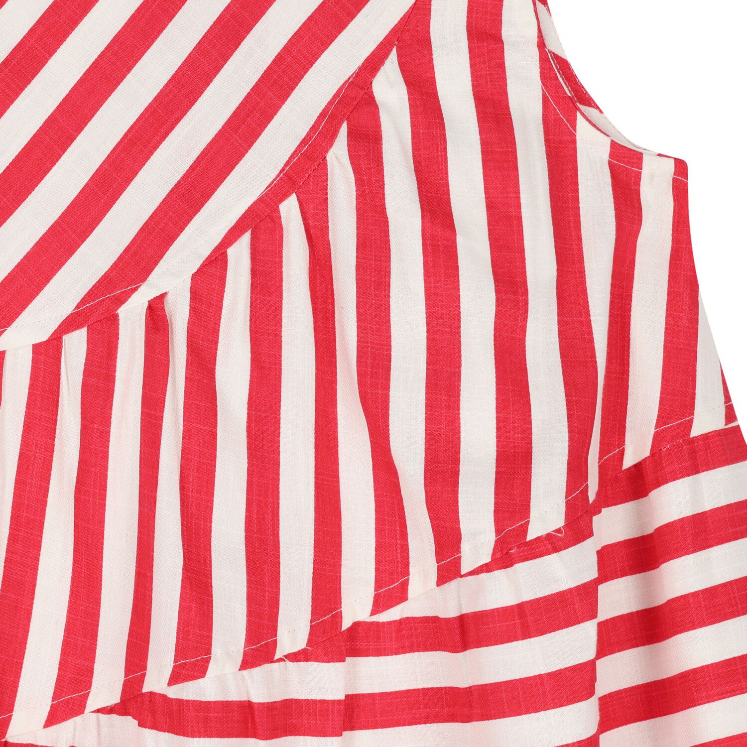 Girls Red & White Striped Dress, 1, hi-res