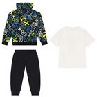 Boys Black & White Tracksuit Set, 1, hi-res