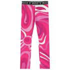 Girls Pink & Purple Logo Iride Leggings , 1, hi-res