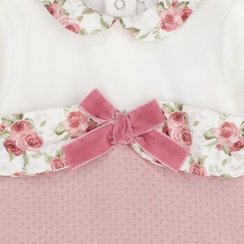 Baby Girls Ivory & Pink Babygrow