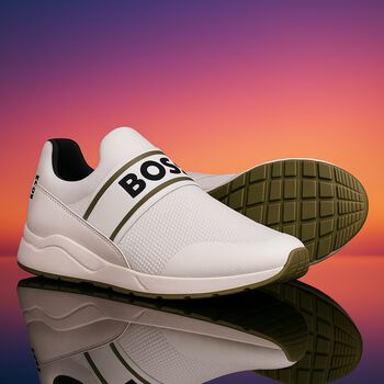 Boys White Logo Trainers