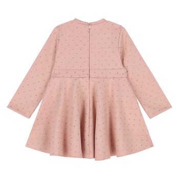 Younger Girls Pink & Gold Polka Dot Neoprene Dress