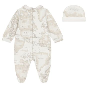 Ivory & Beige Geo Map Babygrow Set