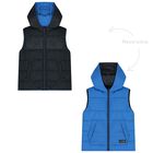 Boys Navy Blue & Blue Reversible Padded Gilet, 1, hi-res