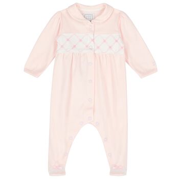 Baby Girls Pink & White Babygrow