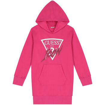 Girls Pink Logo Hooded Dress