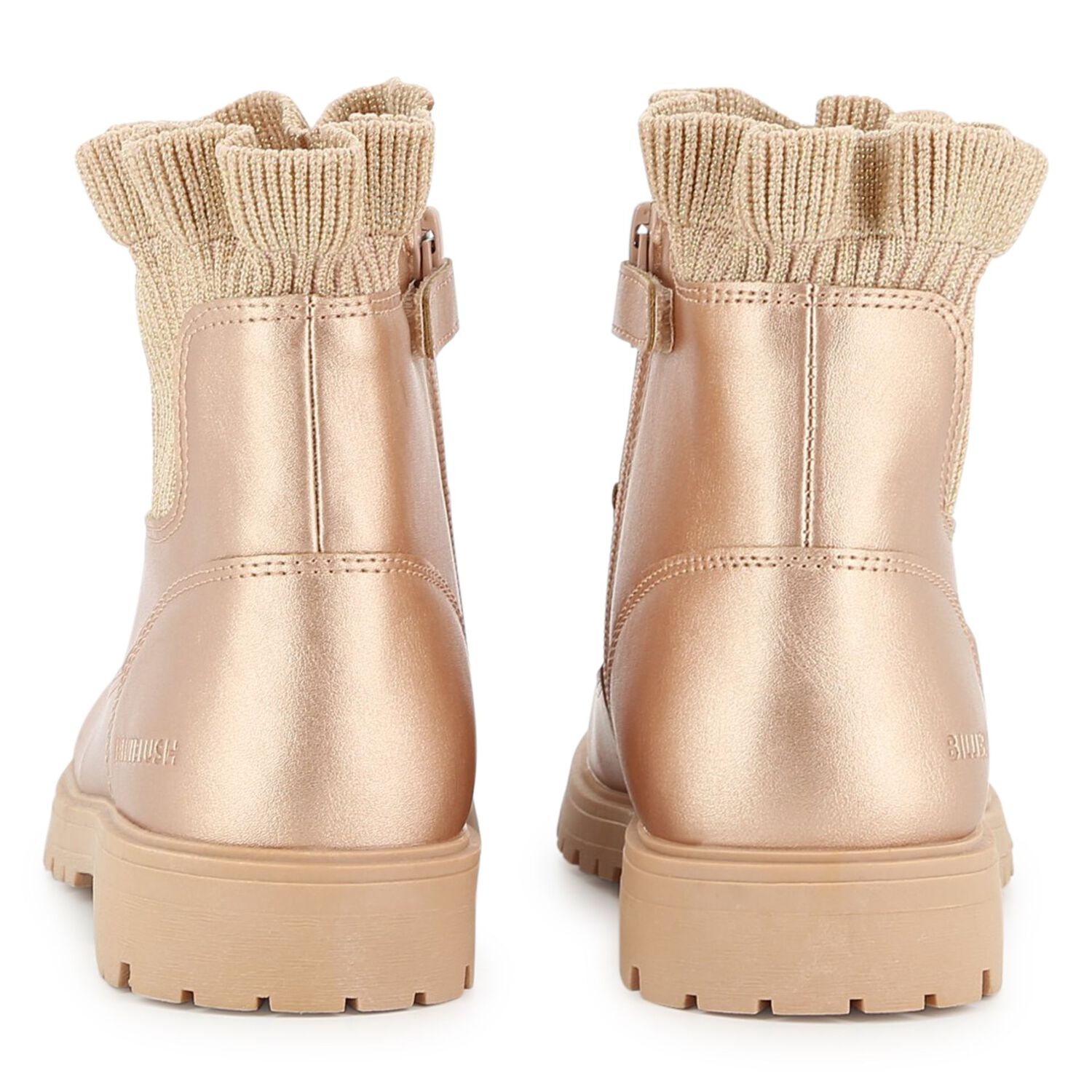 Girls Gold Knit Sock Boots, 1, hi-res
