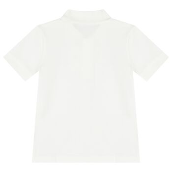 Boys White Logo Polo Shirt