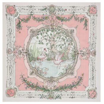 Ivory & Pink Tapestry Swaddle Blanket