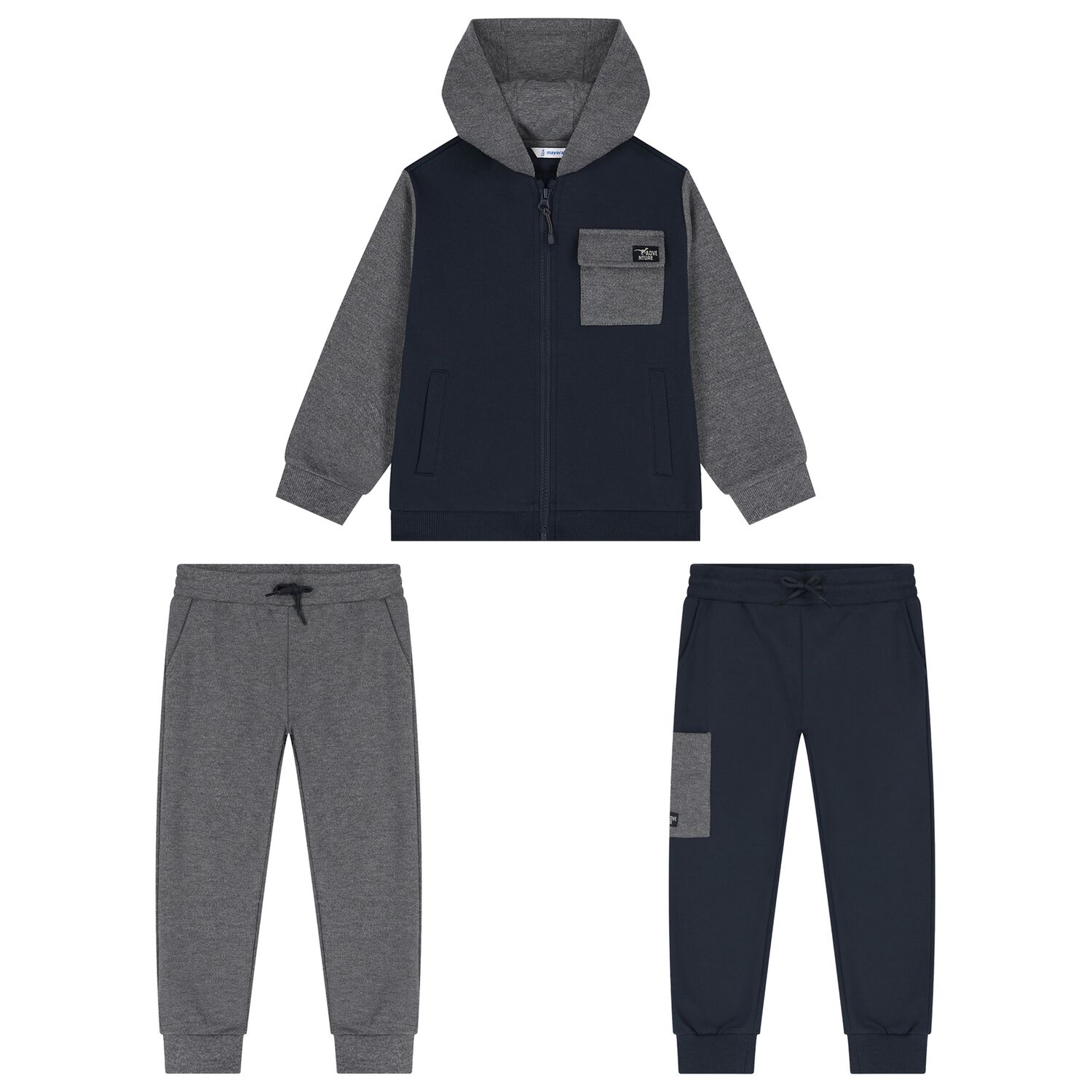 Boys Navy Blue & Grey Tracksuit Set ( 3 Piece ), 3, hi-res