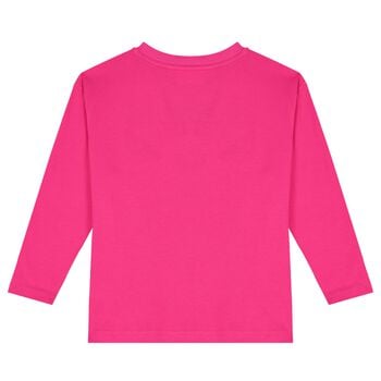 Girls Pink Logo Long Sleeve Top