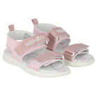 Girls Pink & White Logo Sandals, 1, hi-res
