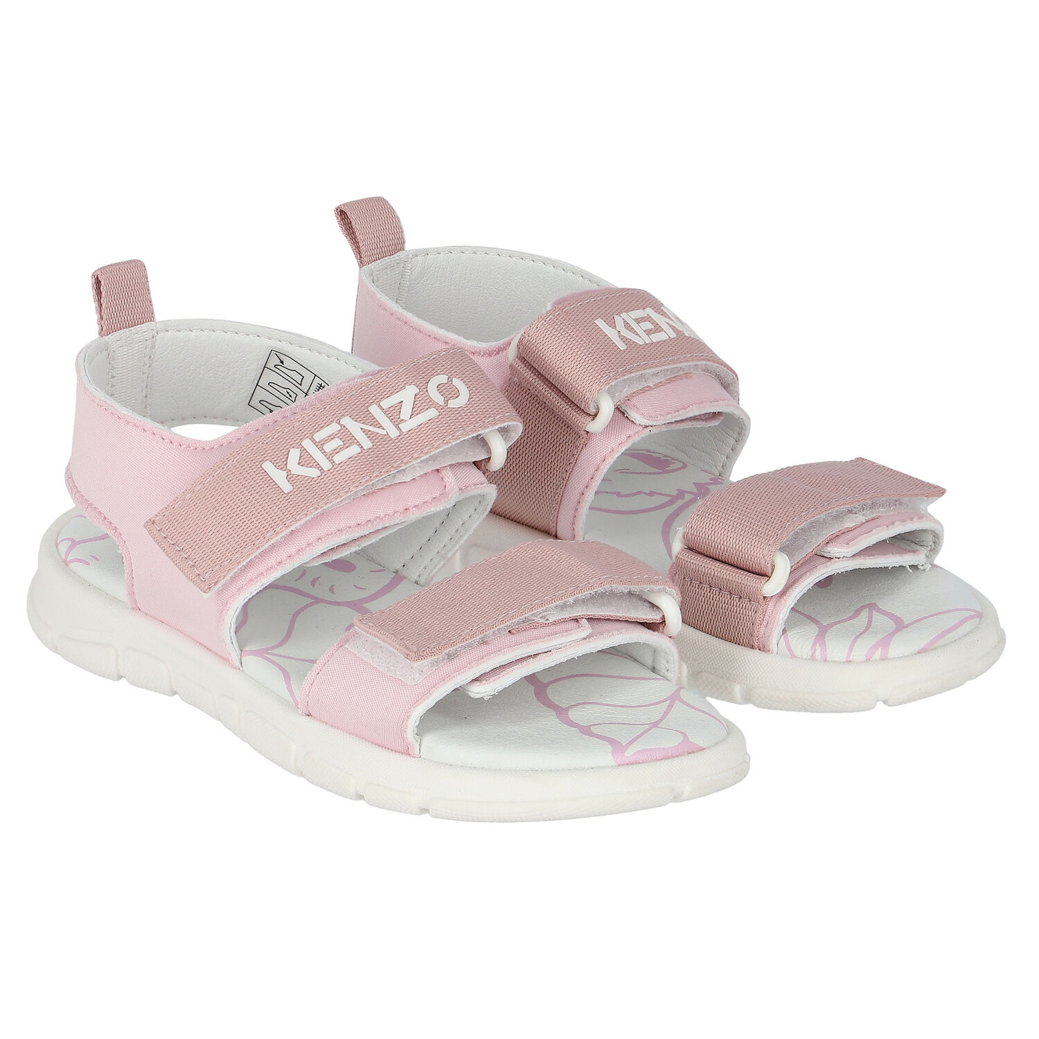 Girls Pink & White Logo Sandals, 1, hi-res