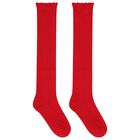 Girls Red Knitted Socks, 1, hi-res