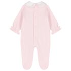 Baby Girls Pink Bow Babygrow, 1, hi-res