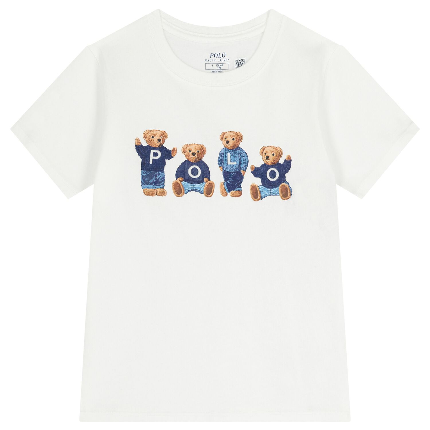 Boys White Polo Bear T-Shirt, 1, hi-res