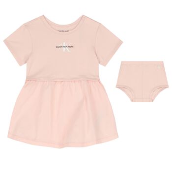 Baby Girls Pink Logo Dress Set