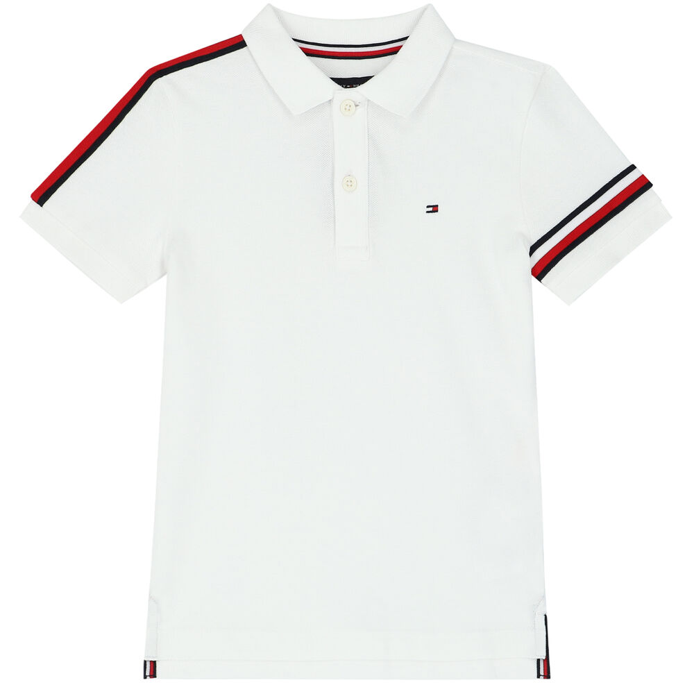 Tommy Hilfiger Boys White Logo Polo Shirt | Junior Couture USA