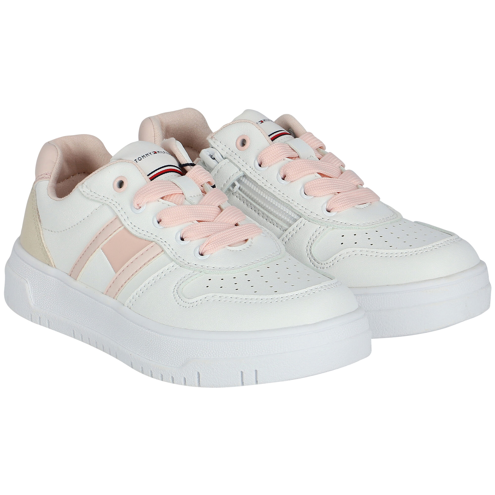 Tommy Hilfiger Girls White Logo Trainers Junior Couture