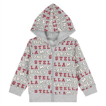 Younger Boys Grey Logo Hooded Zip Up Top