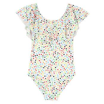 Girls Multi-Colored Dot Swimsuit