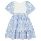 Girls Blue & White Floral Dress, 1, hi-res