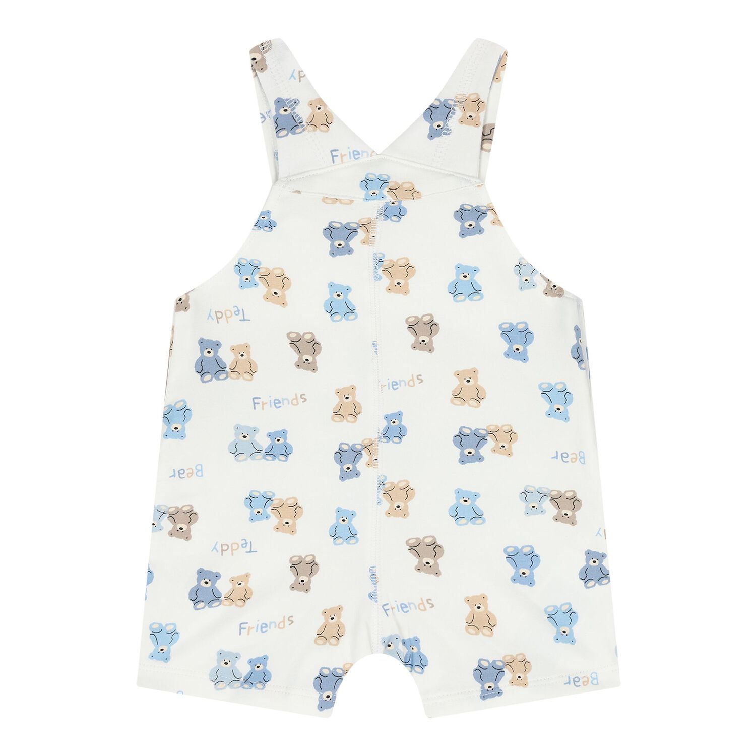 Baby Boys Blue & White Dungaree Set, 2, hi-res