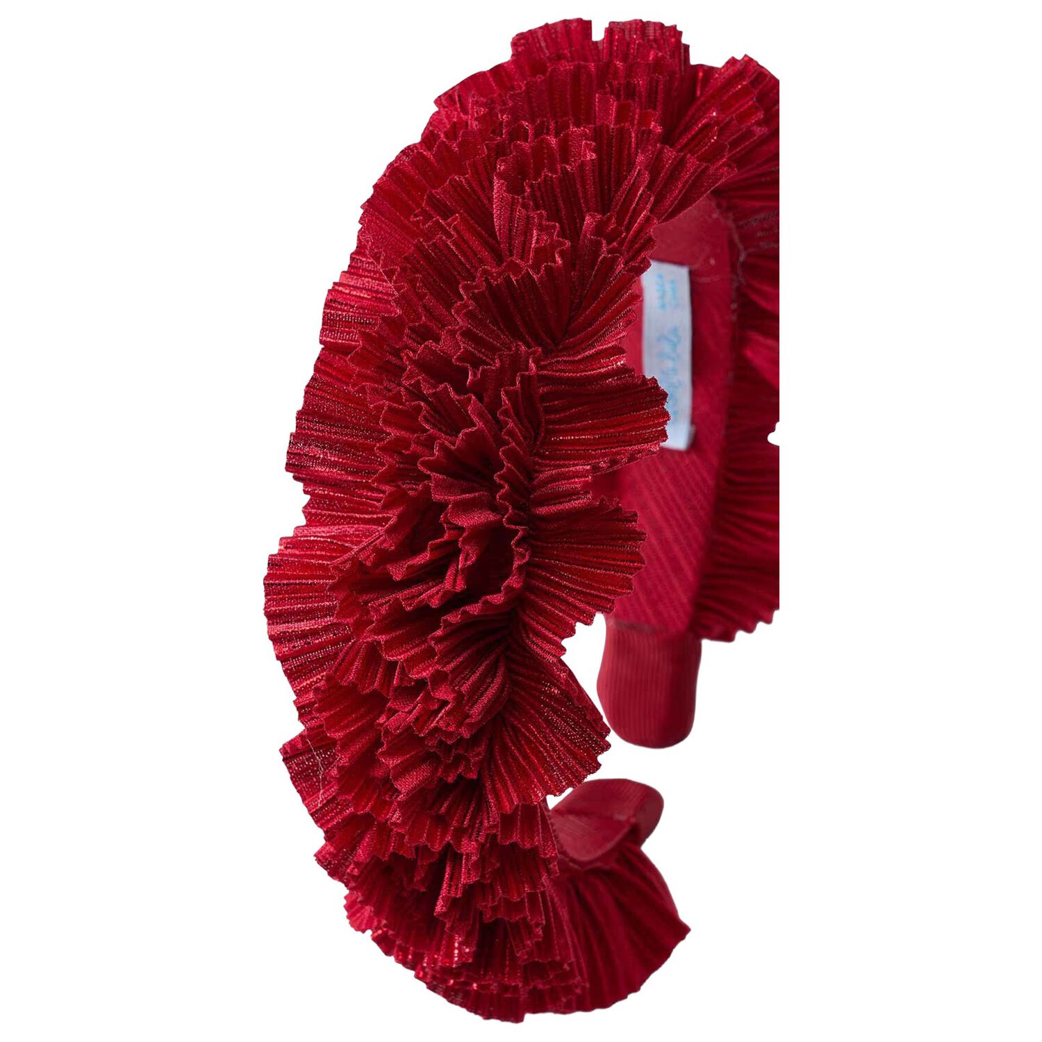 Girls Red Pleated Ruffled Headband, 1, hi-res